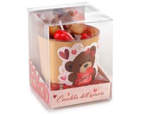 Vela de osito de peluche con forma de corazón 3D