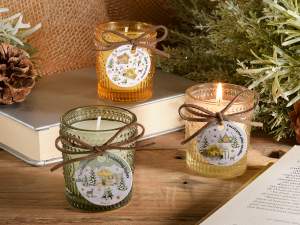 Vela de regalo navideña de vidrio al por mayor