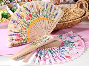 ingrosso ventaglio pieghevole legno fiori