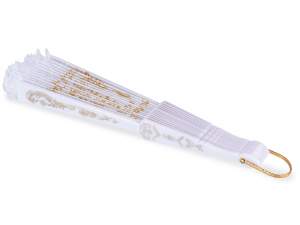 ingrosso ventaglio bomboniera bianco oro