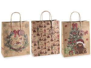 wholesale vintage christmas bear paper bags
