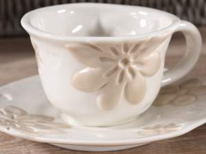 White beige porcelain flower cup wholesale