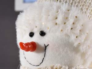 Wholesale Christmas plush with eco fur knitted det
