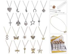 Test Tube Pendant and Rhinestone Necklace