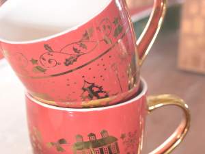 Wholesale christmas gold handle mug