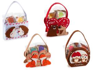 Animal-themed cloth bag with 2 herbal tea infusions