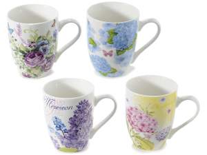 Porcelain cup w/flowers decor in gift box