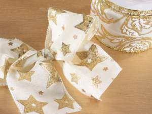 Wholesale gold glitter ribbon christmas stars