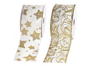 Wholesale gold glitter ribbon christmas stars