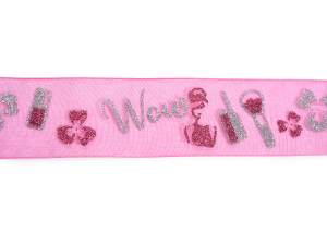 Wholesale pink glitter make up ribbons