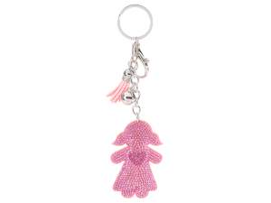 Charm / keychain with little heart, rhinestones and pendants
