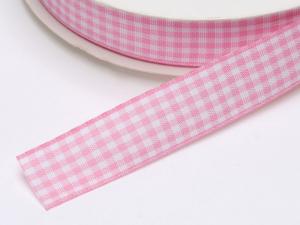 Wholesale pink white gingham ribbon