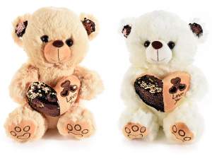 Teddy bear with heart in reversible sequins