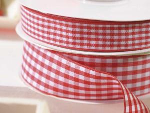 Wholesale red white gingham ribbons