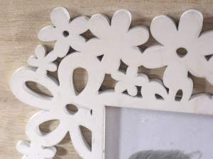 Wholesale wood photoframe white flowers