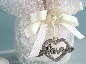 Wholesaler jar glass tulle heart decoration