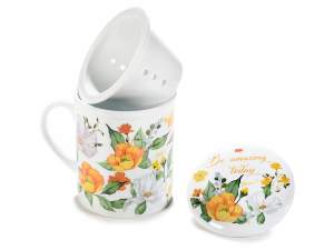 Wholesaler of herbal tea cups with flowers decorat