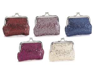 Coin purse with glitter and snap closure