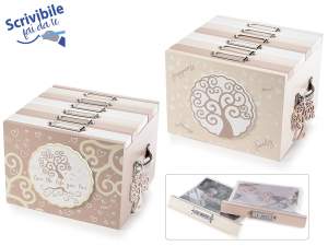 Wooden photo box with 6 drawer albums 