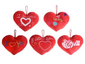 Hanging heart in embroidered padded cloth