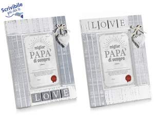 Wooden photo frame, gift idea for Dad with heart pendant