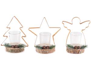 wholesale christmas candle holder wooden base