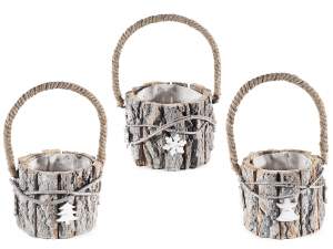 wholesale wooden bark basket christmas