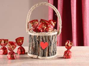 wholesale wooden bark heart basket