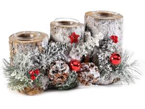 wholesaler centerpiece snowy pine cones candle
