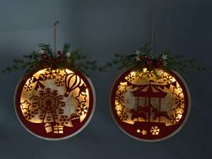 wholesale wooden christmas ball with lights