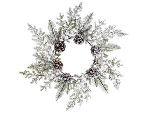 wholesaler snowy pine cone wreath