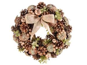 wholesaler Christmas pine cones gold glitter