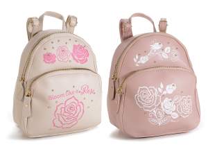 Ingrosso zaino similpelle donna rose cuori