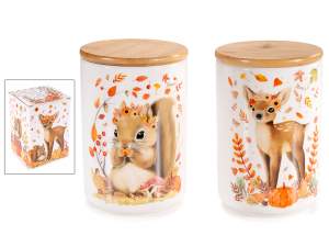 Borcan de mâncare din ceramică cu animale din pădure