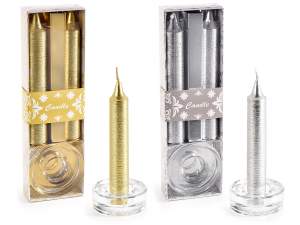 Coffret cadeau de 2 bougies avec bougeoir en verre