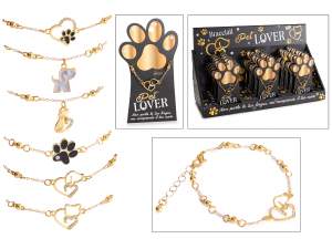 Bracelet en métal avec pendentif en émail avec strass