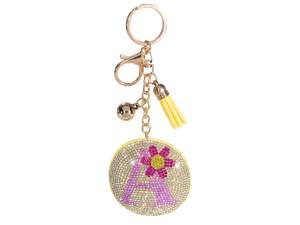 Breloc/amulet colorat cu litera A, strasuri și pandantive