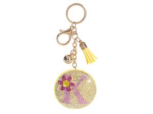 Breloc/amulet colorat cu litera K, strasuri și pandantive