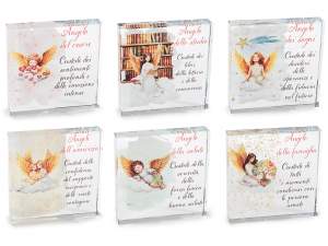 Tableau en verre avec impression et message Ange