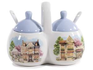 Zaharni?a dubla din ceramica, decorata cu linguri?e ?i mâner