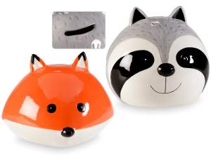 Salvadanaio animaletto del bosco in ceramica colorata