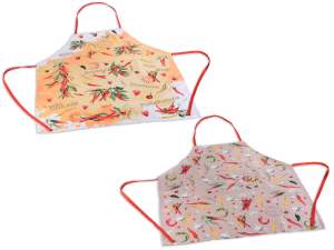 Grembiule cucina in tessuto decoro peperoncino con tasca