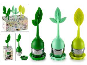 Infusor de hojas de acero inoxidable y silicona con platillo