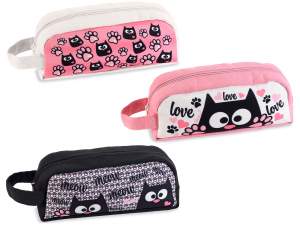 Astuccio in tessuto Ciccio Cats con manico e zip