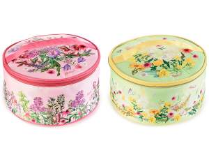 Beauty in stoffa tondo stampa floreale con manico e zip