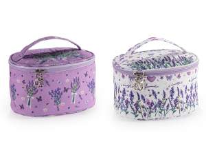 Beauty stoffa lavanda con coperchio a 4 scomparti e manico