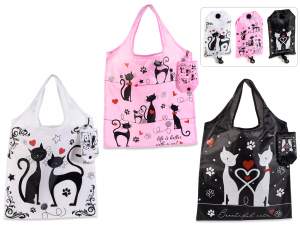 Borsa spesa richiudibile in poliestere 12L con gatti