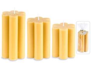 Set 3 candele a fiore in cera d'ape e confezioni singole