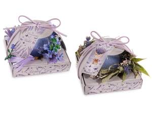 Confezione regalo lavanda con candela profumata e ghirlanda