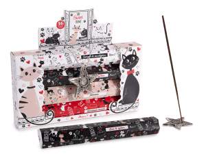 Conf. 4 tubi da 14 stick incenso con portaincenso in metallo